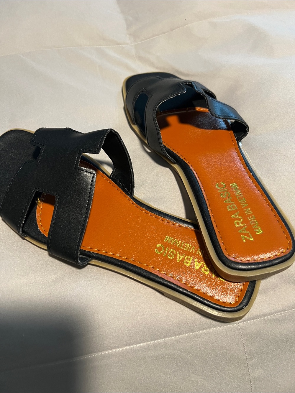 Zara Black Slide Mules with Tan Footbed - never worn!  Size 39